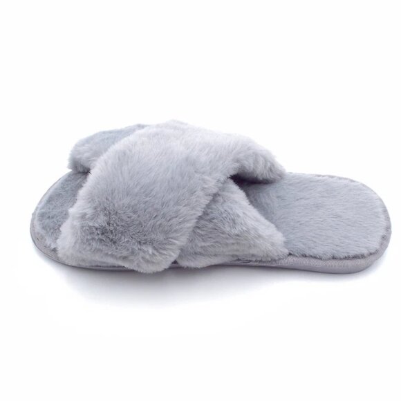 Women's Fuzzy Slippers House Slippers Cross Band Slippers Indoor Outdoor - Picture 4 of 7